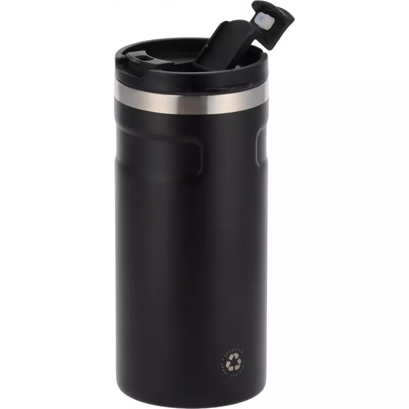 Kubek termiczny ze stali z recyklingu 450 ml SILVIO - czarny (8536503)