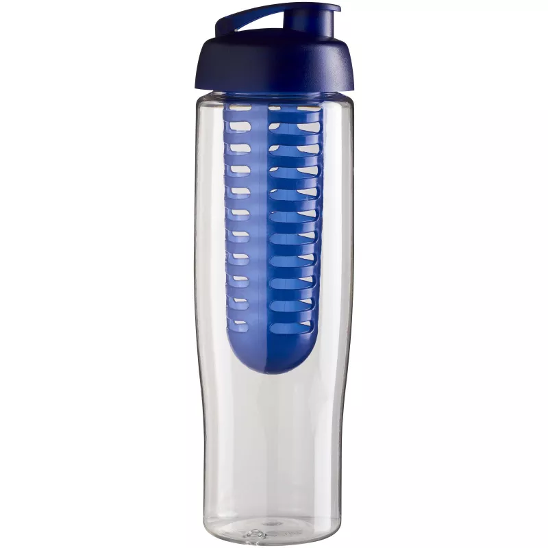 Bidon H2O Tempo® o pojemności 700 ml z wieczkiem zaciskowym zmożliwością przyrządzania wody smakowej - Niebieski-Przezroczysty (21004101)