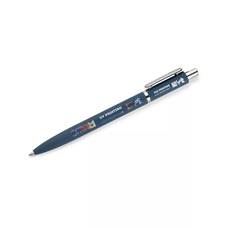 Długopis metalowy z powłoką typu soft touch ELMO - granatowy (19084-06)