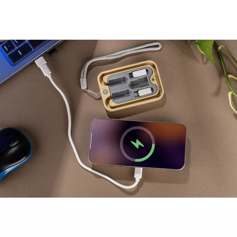 Zestaw kabli do ładowania z ładowarką indukcyjną BUMO - beżowy (09185-17)