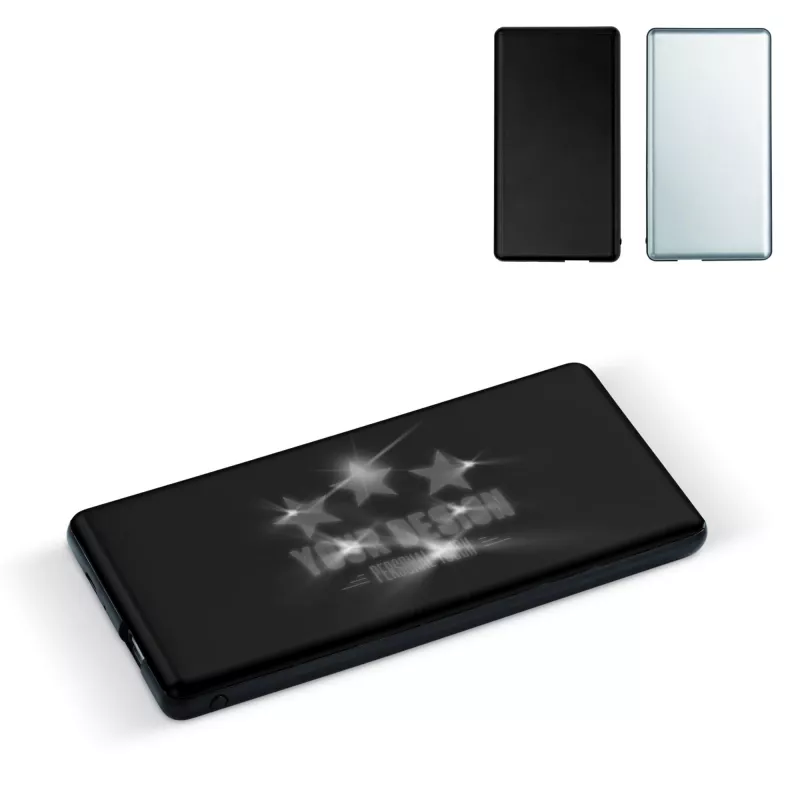 Rozświetlone logo -  powerbank 4000mAh - czarno / czarny (LT91288-N0202)