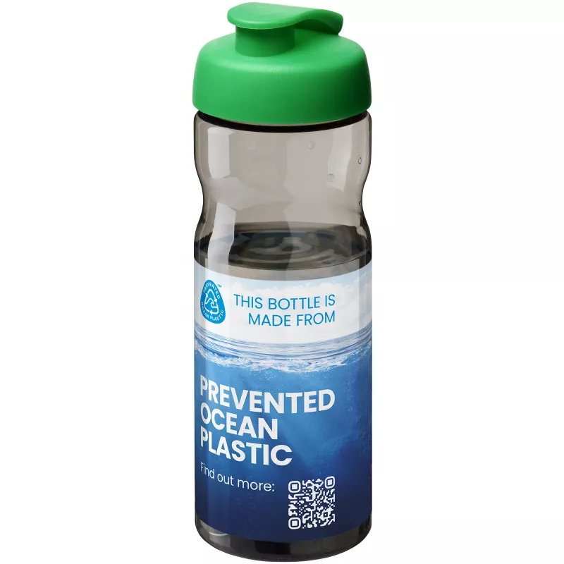 H2O Active® Eco Base 650 ml bidon sportowy z odchylaną pokrywką - Ciemnografitowy-Jasnozielony (22010061)