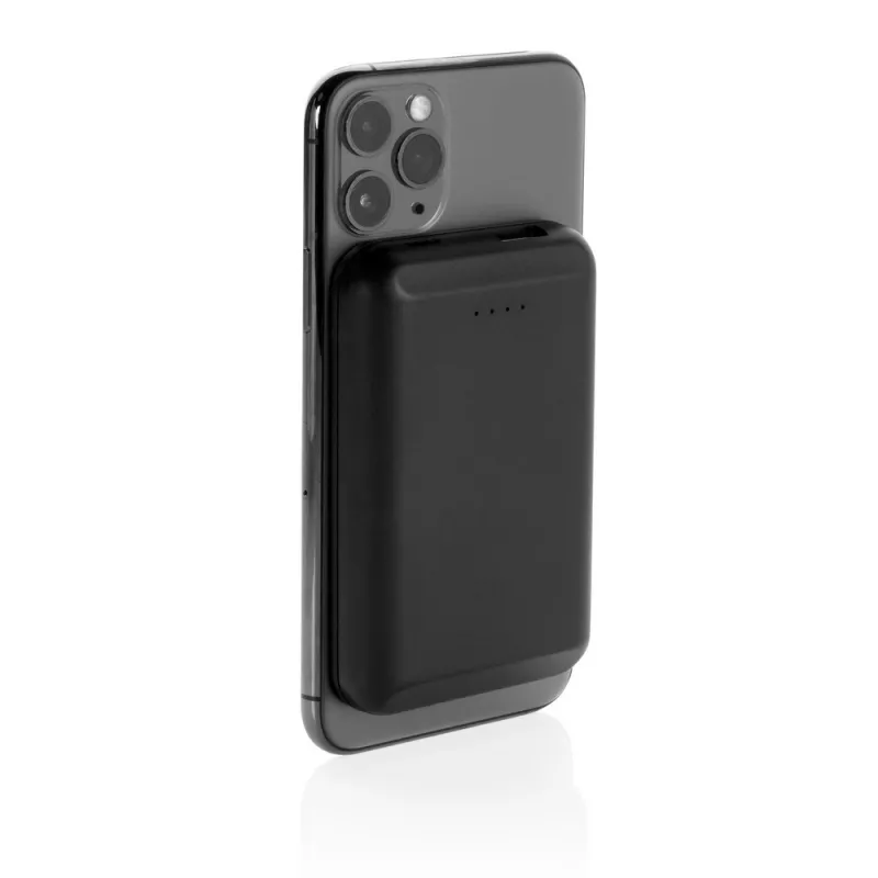 Magnetyczny, bezprzewodowy power bank 5000 mAh, 5W - czarny (P322.281)
