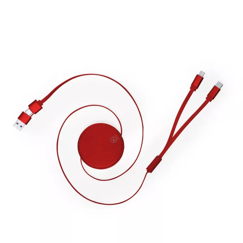Zwijany kabel do ładowania i synchronizacji z aluminium z recyklingu - czerwony (V2012-05)