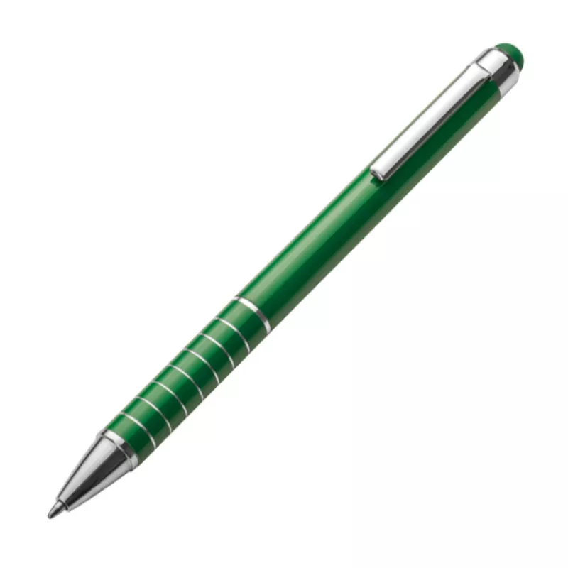 Długopis metalowy z końcówką do ekranów dotykowych - zielony (1041809)