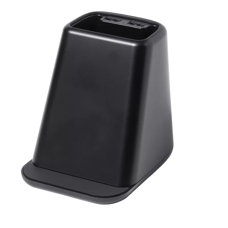 Ładowarka bezprzewodowa 15W, pojemnik na przybory do pisania, stojak na telefon - czarny (V1113-03)