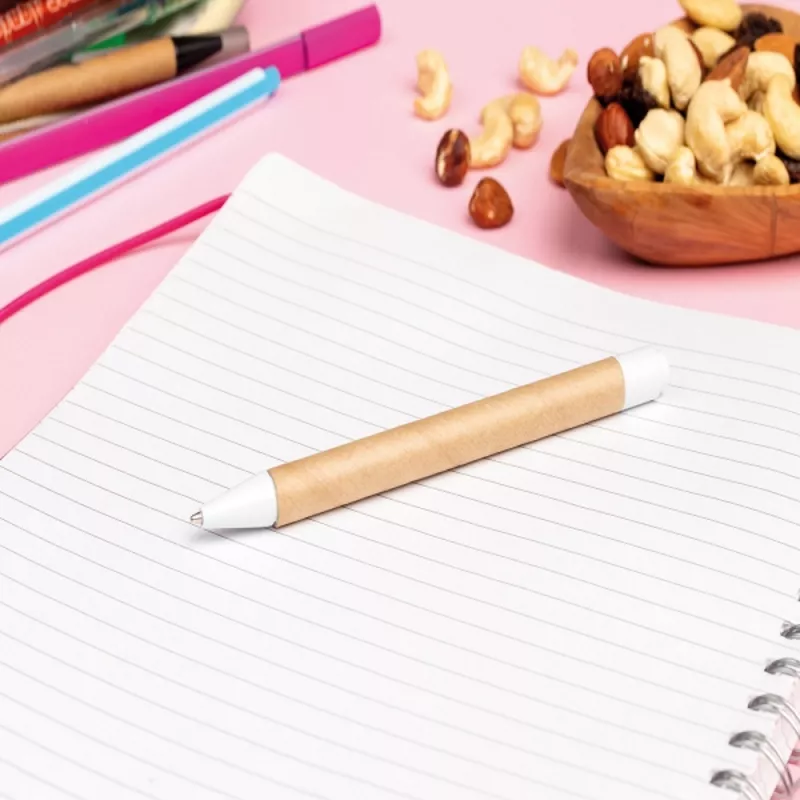 Długopis z tektury z recyklingu ROY - biały (1039706)