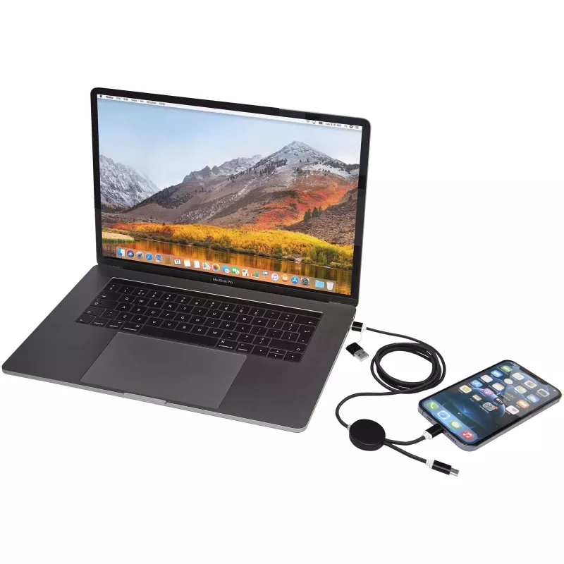 Alasia kabel do synchronizacji danych i szybkiego ładowania 5 w 1 27 W o długości 150 cm z tworzyw sztucznych i aluminium pochodzących z recyklingu - Czarny (12442590)