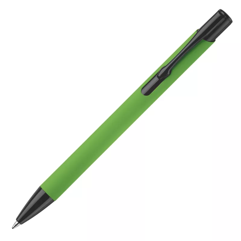 Długopis meatlowy gumowany Alicante - jasnozielono / czarny (LT80537-N3202)