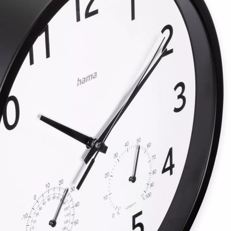 Zegar ścienny z termometrem i higrometrem Hama - czarny (VH054-03)