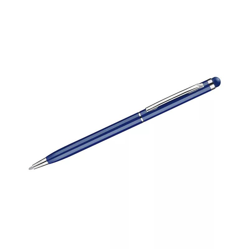 Cienki metalowy długopis reklamowy z touch penem TIN 2 - granatowy (19610-06)