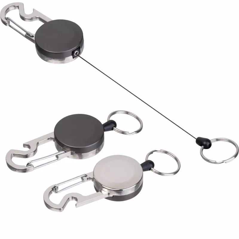 Brelok do kluczy z linką, karabińczykiem i otwieraczem do butelek PEGGY - czarny (9544603)