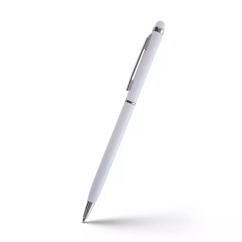 Długopis metalowy matowy z touch pen-em | Dennis - biały (V1637-02)