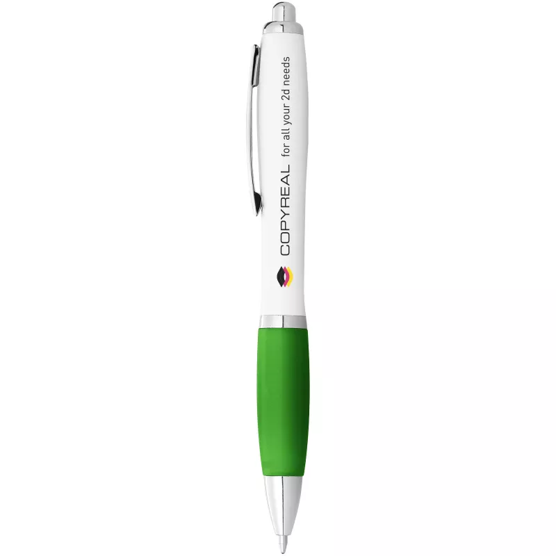 Długopis Nash z białym korpusem i kolorwym uchwytem - Biały-Limonka (10690009)