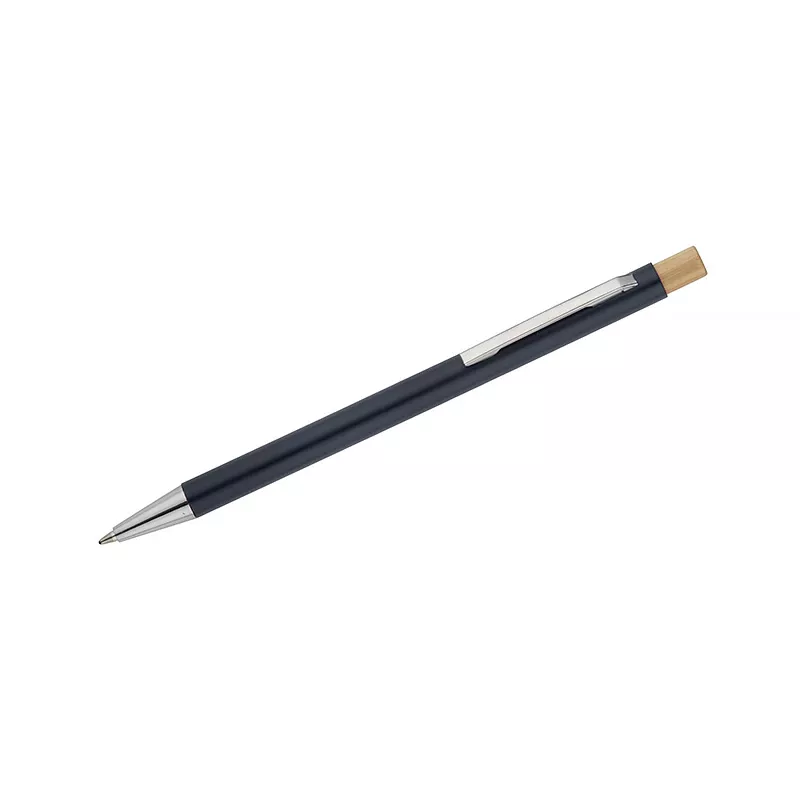 Długopis metalowy z bambusowym przyciskiem KIVO - granatowy (19732-06)