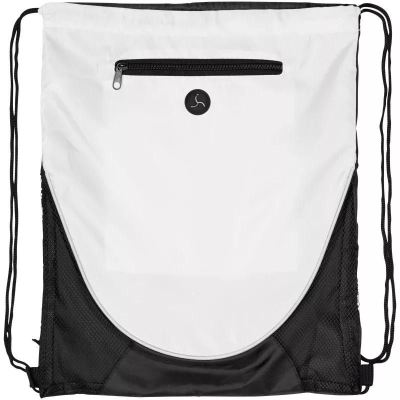 Plecak na sznurkach poliestrowy Peek, 35.5 x 43 cm - Biały-Czarny (12012005)