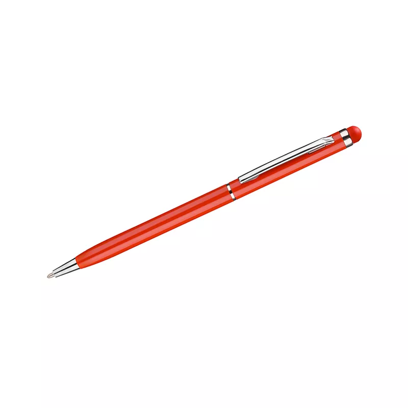Cienki metalowy długopis reklamowy z touch penem TIN 2 - czerwony (19610-04)
