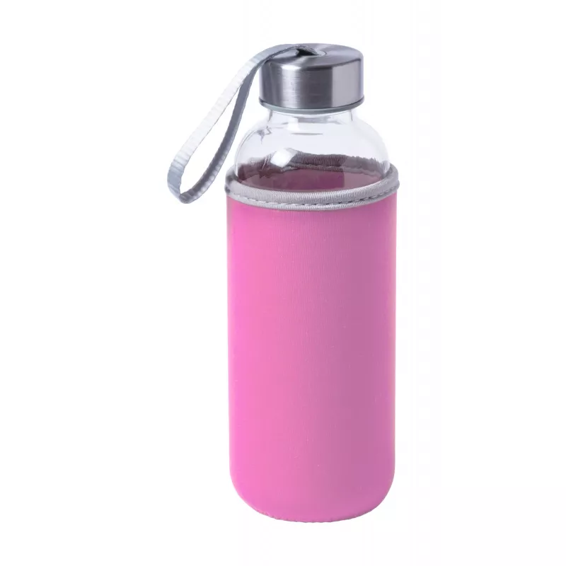 Butelka szklana w futerale Dokath 420 ml - różowy (AP781675-04)