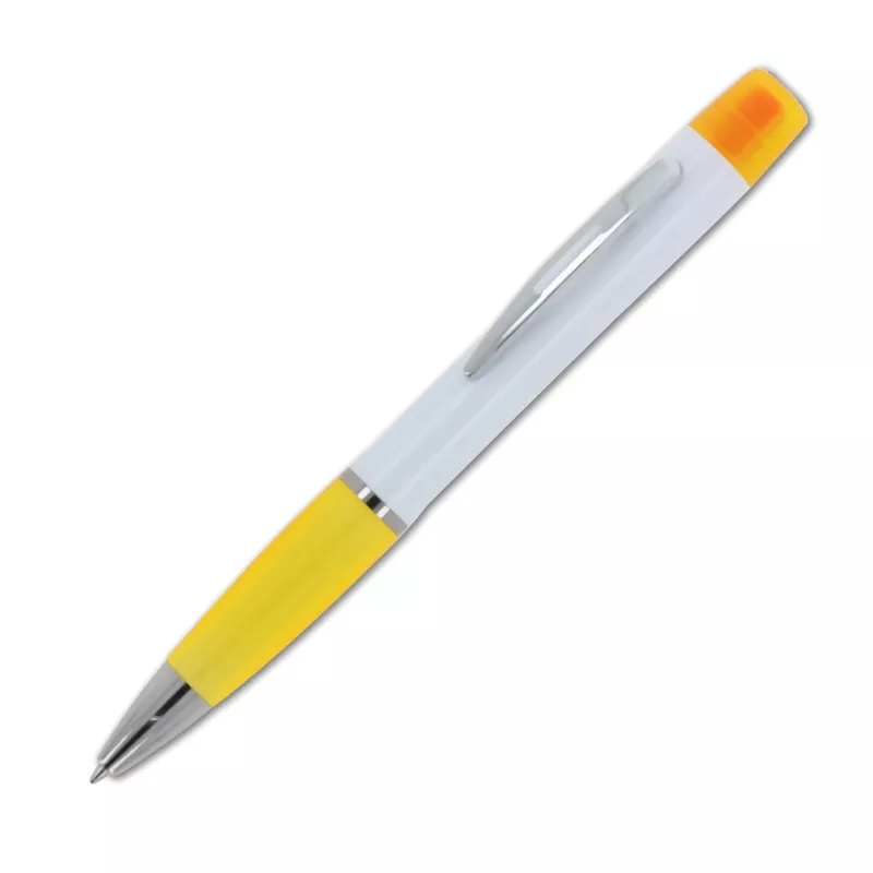 Długopis Hawaii z trójkolorowym zakreślaczem - biało / żółty (LT81253-N0141)