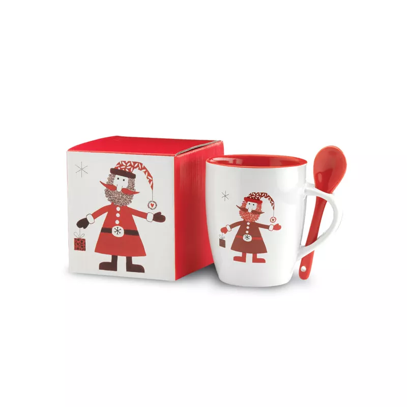 Kubek ceramiczny 250 ml z łyżeczką CLAUS - Wielokolorowy (CX1304-99)