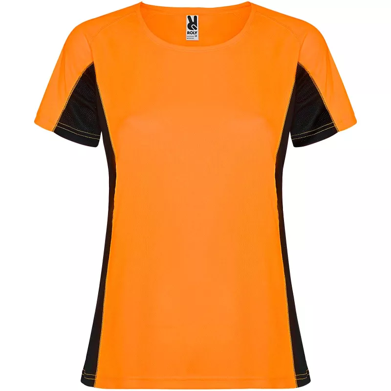 Shanghai sportowa koszulka damska z krótkim rękawem - Czarny-Fluor Orange (R6648-BLACK-FLORANGE)