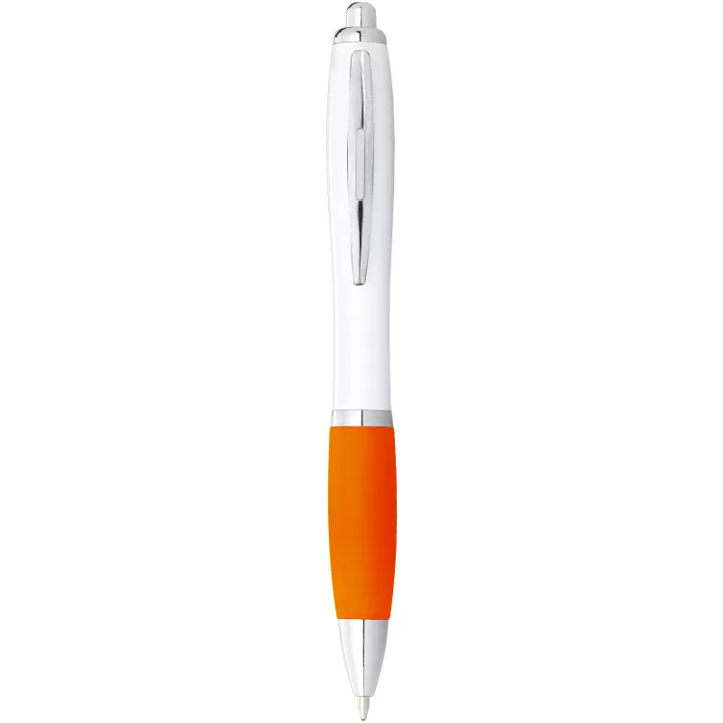 Długopis Nash z białym korpusem i kolorwym uchwytem - Biały-Pomarańczowy (10690008)
