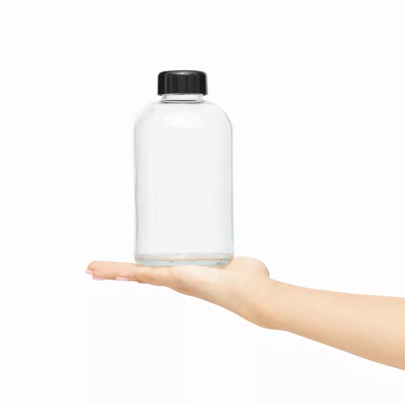 Szklana butelka do picia - czarny, transparentny (56-0304269)