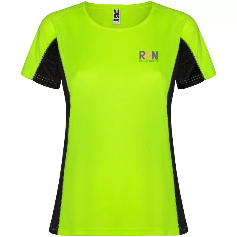 Shanghai sportowa koszulka damska z krótkim rękawem - Czarny-Fluor Green (R6648-BLACK-FLGREEN)