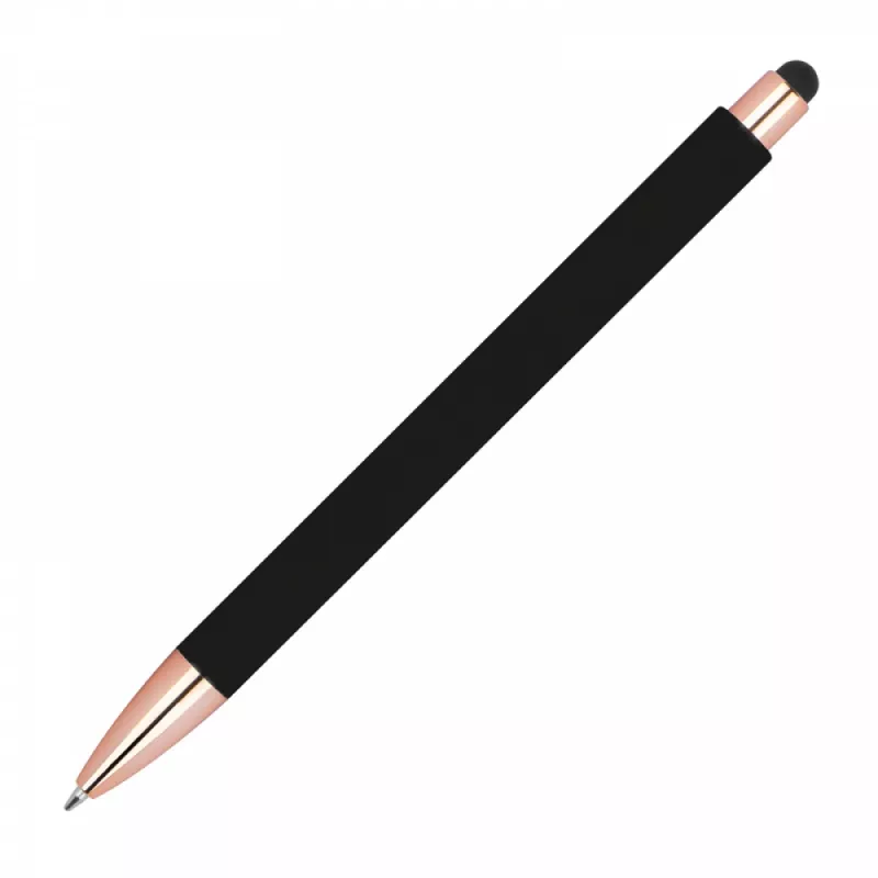 Długopis gumowany z touch penem - czarny (1387303)