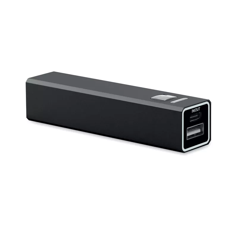 Powerbank 2600 mAh z aluminium z recyklingu POWERALUC - Czarny (MO2374-03)