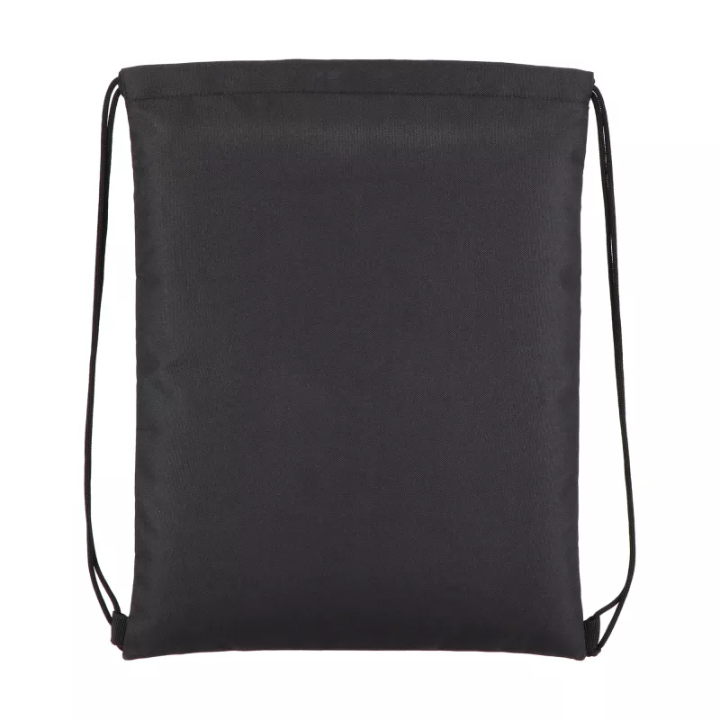 Torba ze sznurkiem z powlekanego PU R-PET 600D, wymiary 33 x 42 cm - czarny (LT91394-N0002)