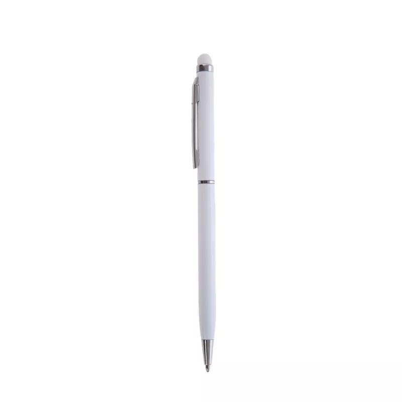 Długopis metalowy matowy z touch pen-em | Dennis - biały (V1637-02)