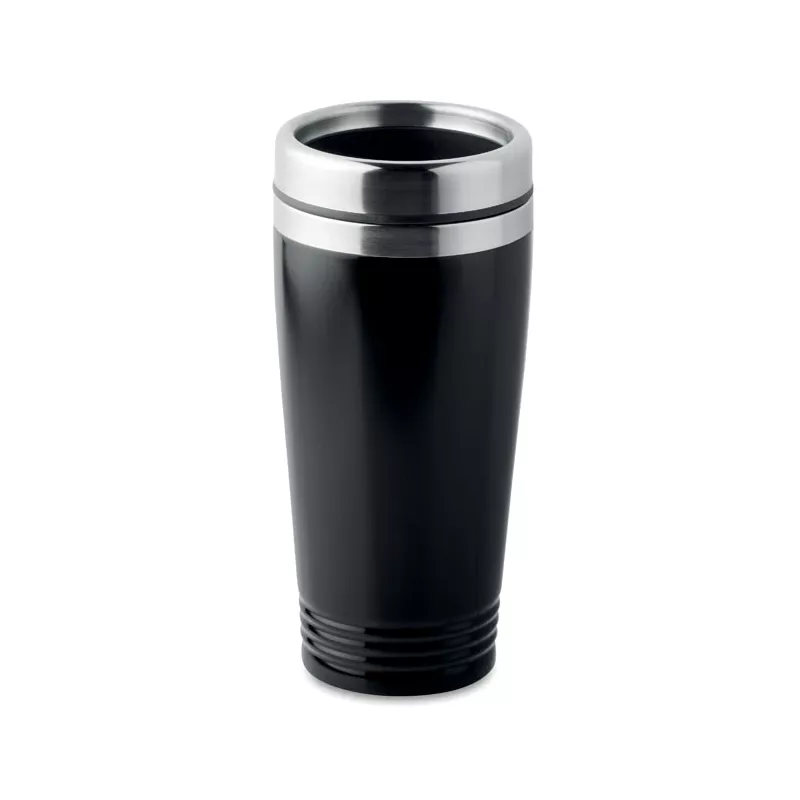 Kubek podróżny stalowy dwuścienny 400 ml RODEO COLOUR - Czarny (MO9618-03)
