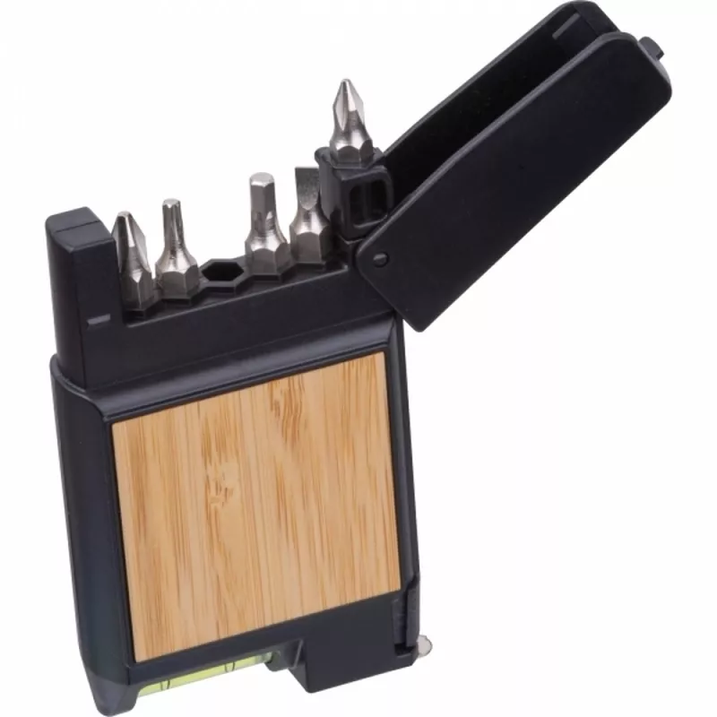 Miara 3m z poziomnicą i bitami HALIFAX - czarny (545203)