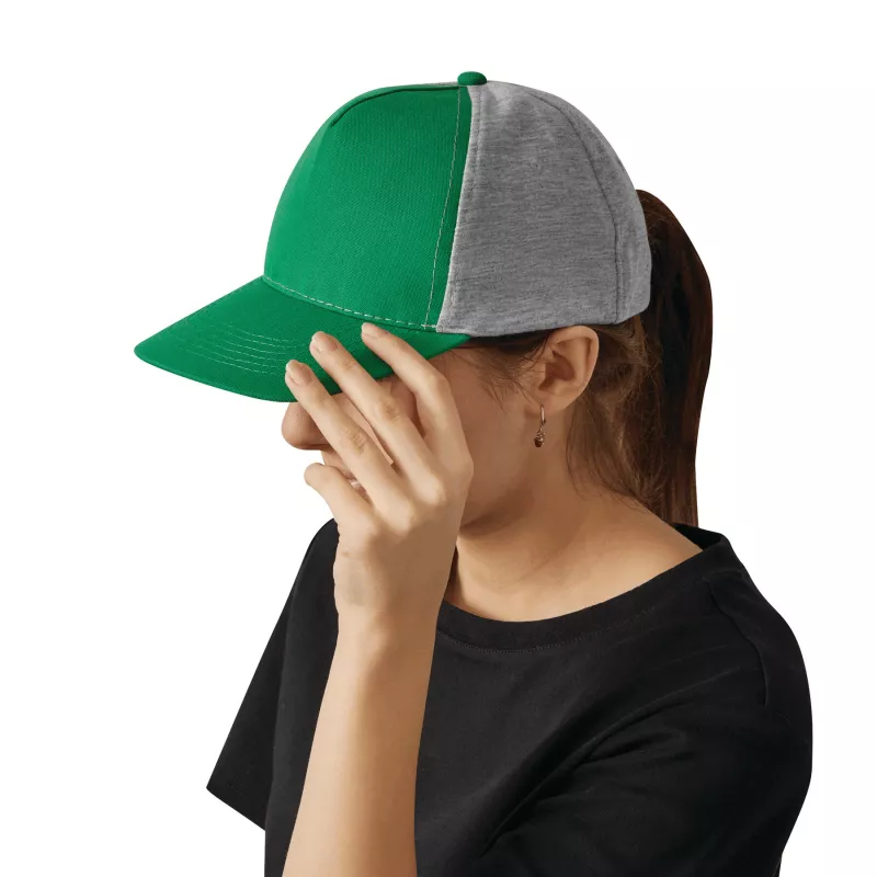 5 segmentowa czapka baseballowa - ciemnozielony, szary (56-0701605)