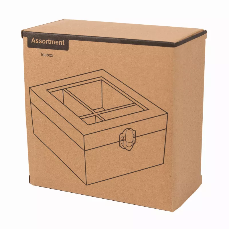 Pojemnik na herbatę z 4 oddzielnymi przegródkami - brązowy (56-0304479)