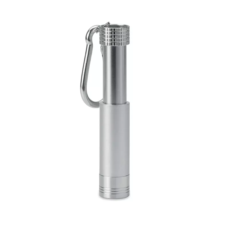 Brelok z mini latarką LED aluminiowy POP LIGHT - Srebrny (MO9381-14)