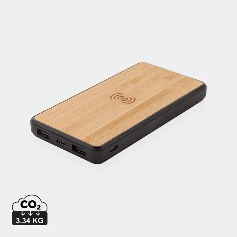 Bezprzewodowy power bank 8000 mAh, ładowarka bezprzewodowa 5W, RABS - brązowy (P322.389)