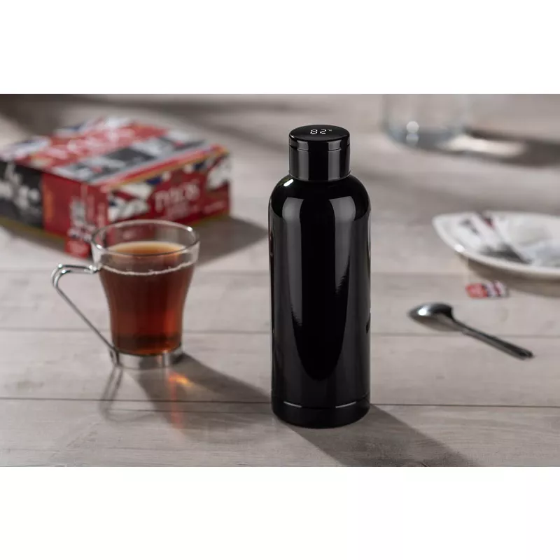 Butelka termiczna z termometrem CELIKA 500 ml - czarny (16228-02)