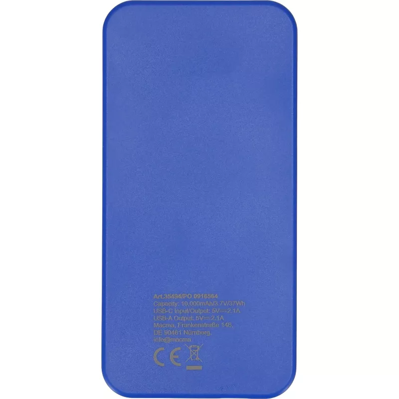 Power bank z ABS z recyklingu 10000 mAh PRESTON - niebieski (3549404)