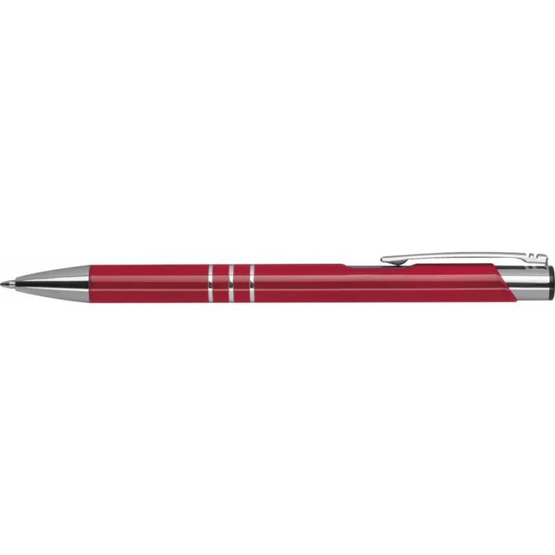 Czerwony długopis metalowy z trzema chromowanymi ringami idealne pod grawer reklamowy