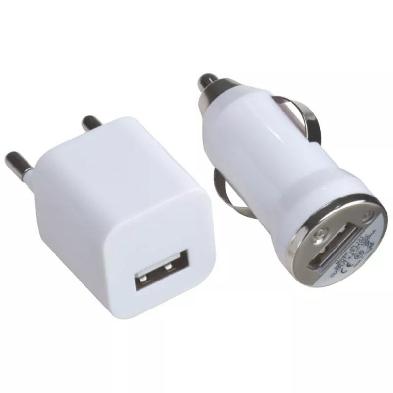 Zestaw - ładowarka samochodowa USB i wtyczka - czarny (3874603)