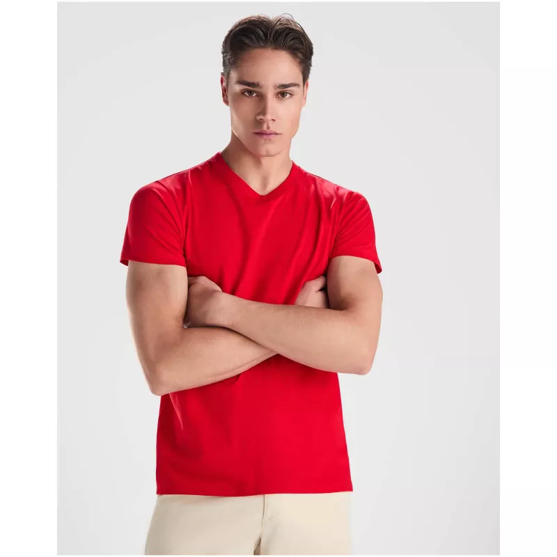 Samoyedo koszulka męska z krótkim rękawem i dekoltem w serek - Czerwony (R6503-RED)