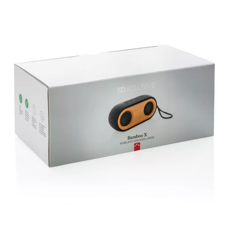 Podwójny głośnik bezprzewodowy 10W Bamboo X - czarny, brązowy (P328.119)