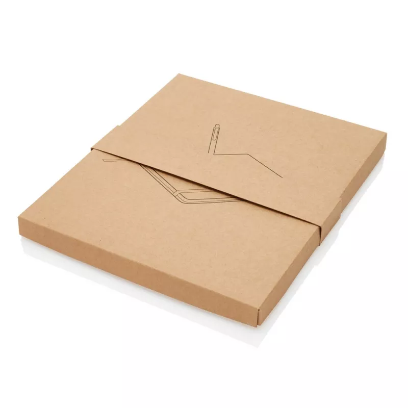 Korkowy notatnik A5, długopis, touch pen - brązowy (P773.779)