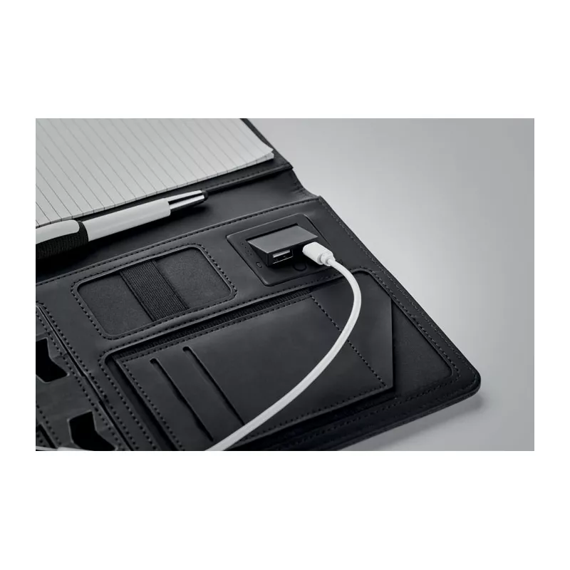 Teczka A5 z powerbankiem 4000 mAh POWERNOTY - Czarny (MO9231-03)