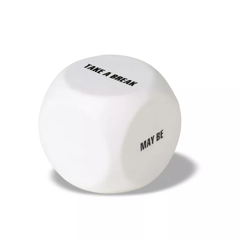 Kostka antystresowa z napisami z pianki PU RELICUP - Bialy (KC2720-06)