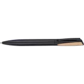 czarny - Metalowy długopis z bambusowym wykończeniem