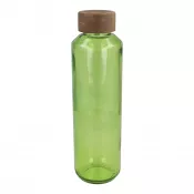 jasnozielony transparentny - Butelka InSideOut z recyklingowanego szkła ReuuZ z drewnianym korkiem 650 ml