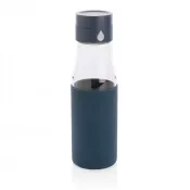 niebieski - Szklana butelka 650 ml Ukiyo, monitorująca ilość wypitej wody
